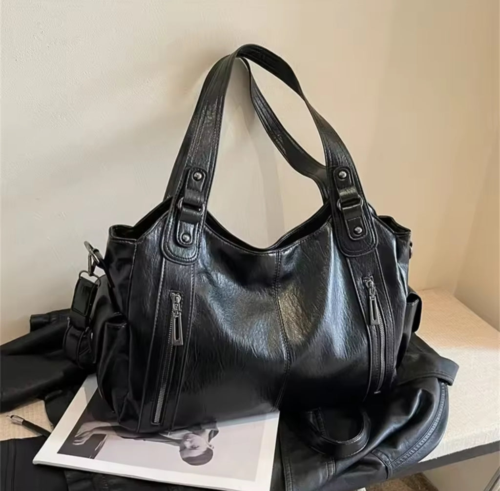 Sac a bandoulière a compartiments intérieur souple en Pu fermeture éclaire pour femme