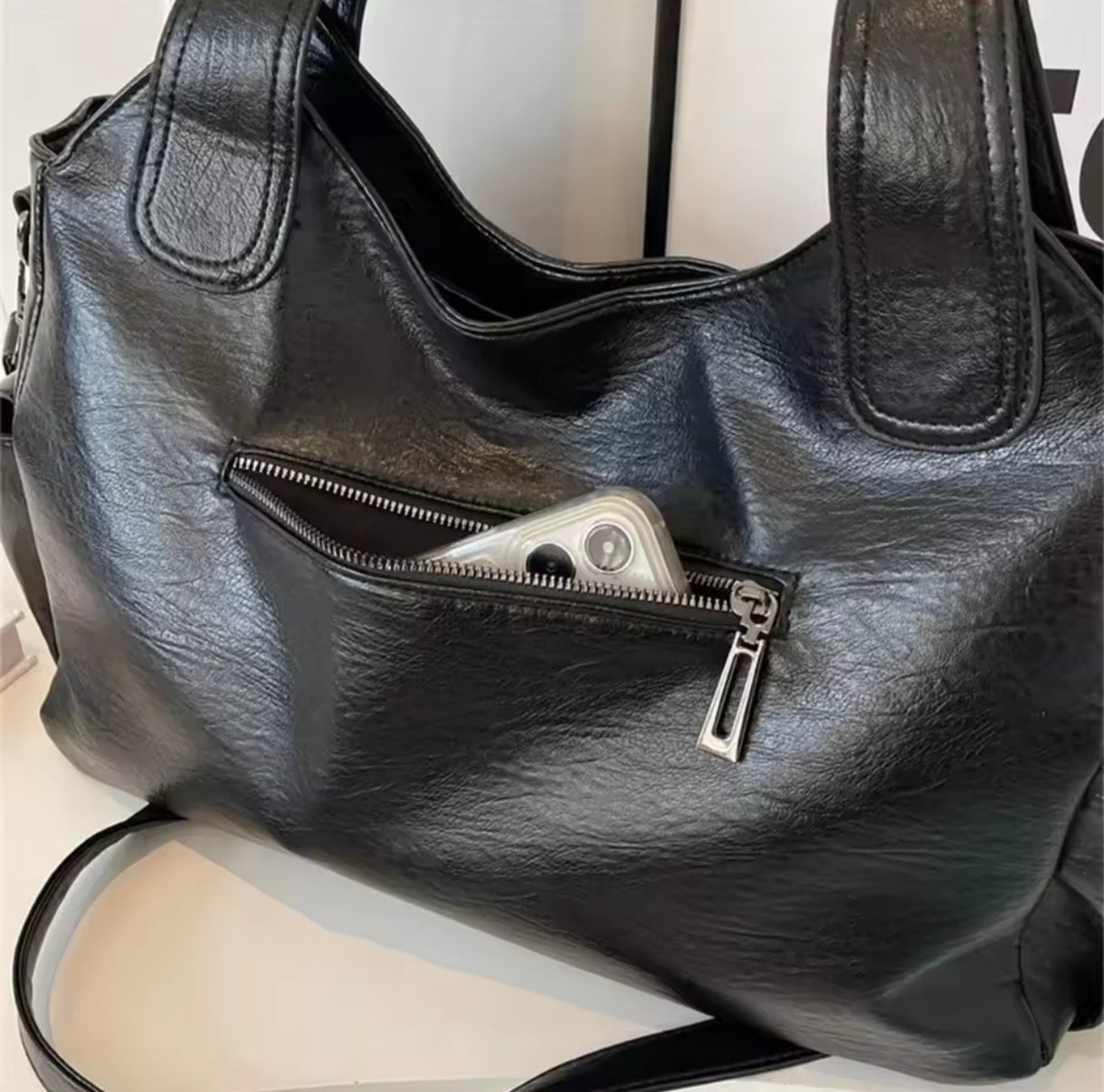 Sac a bandoulière a compartiments intérieur souple en Pu fermeture éclaire pour femme